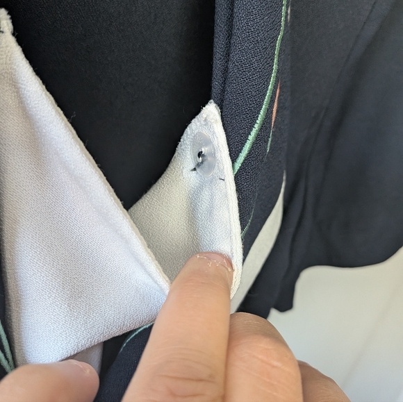 VINTAGE Jessica Women Dress Size 10 Petite Made In Canada Floral Navy Blue White - Picture 6 of 12